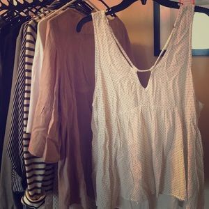 American Eagle white polka dot tank